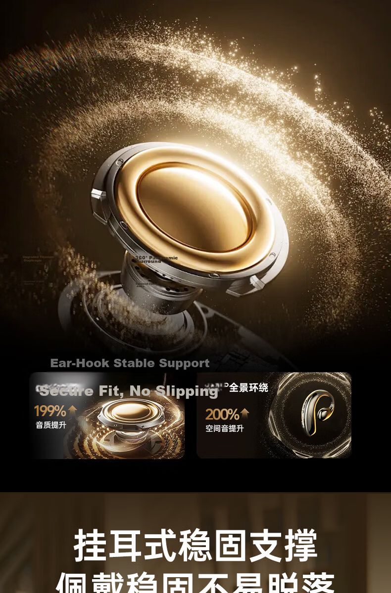 Chengao Wireless Bluetooth Earphone Single Ear Hook 2026 Best Seller Long Battery Life Bone Conduction Non-In-Ear High Fidelity Sound for Driving Cycling Sports Universal M16 Black 9