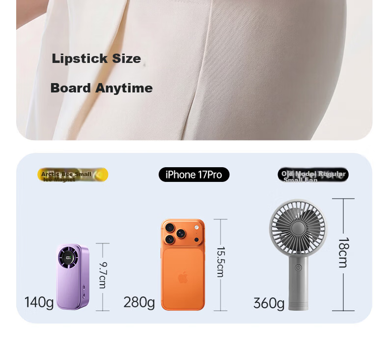 PolarBees Handheld Mini Fan | 100-Level Cooling | Ultra Mini Lightweight | 2026 New Long-Lasting High-Speed Portable Semiconductor Cooling Fan 18