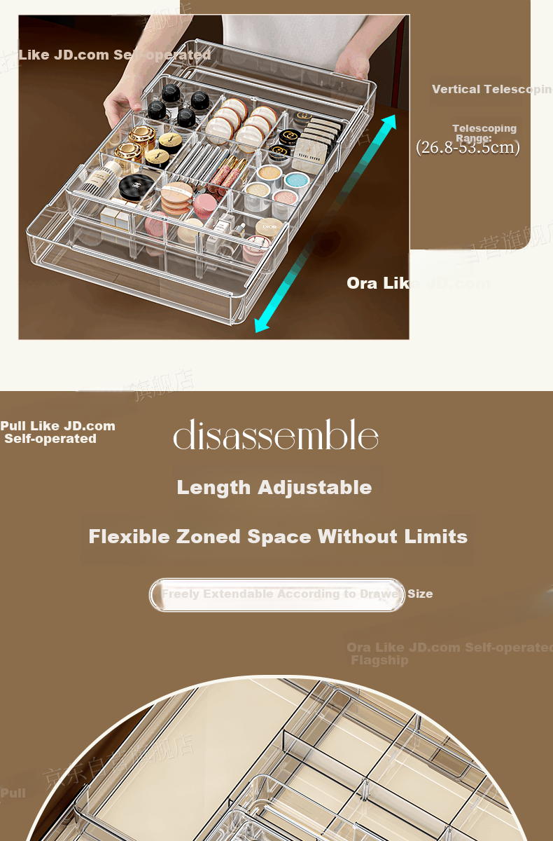 OLA XIANG Expandable Drawer Divider Storage Box with Adjustable Compartments for Cosmetics, Kitchen Utensils, and Miscellaneous Items 6