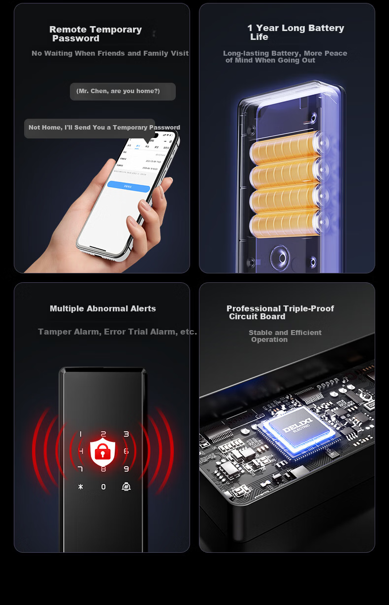 Delixi Electric Password Lock Smart Door Lock Home Fingerprint Lock Self-operated Smart Lock Anti-theft Electronic Entry Door Lock with Installation 3