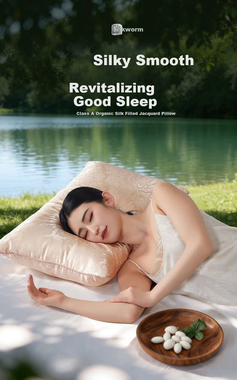 BelleSilk Silk Pillow Adult Pillow Core Silk Composite Pillow Single Neck Support Pillow for Deep Sleep 48*74cm 1