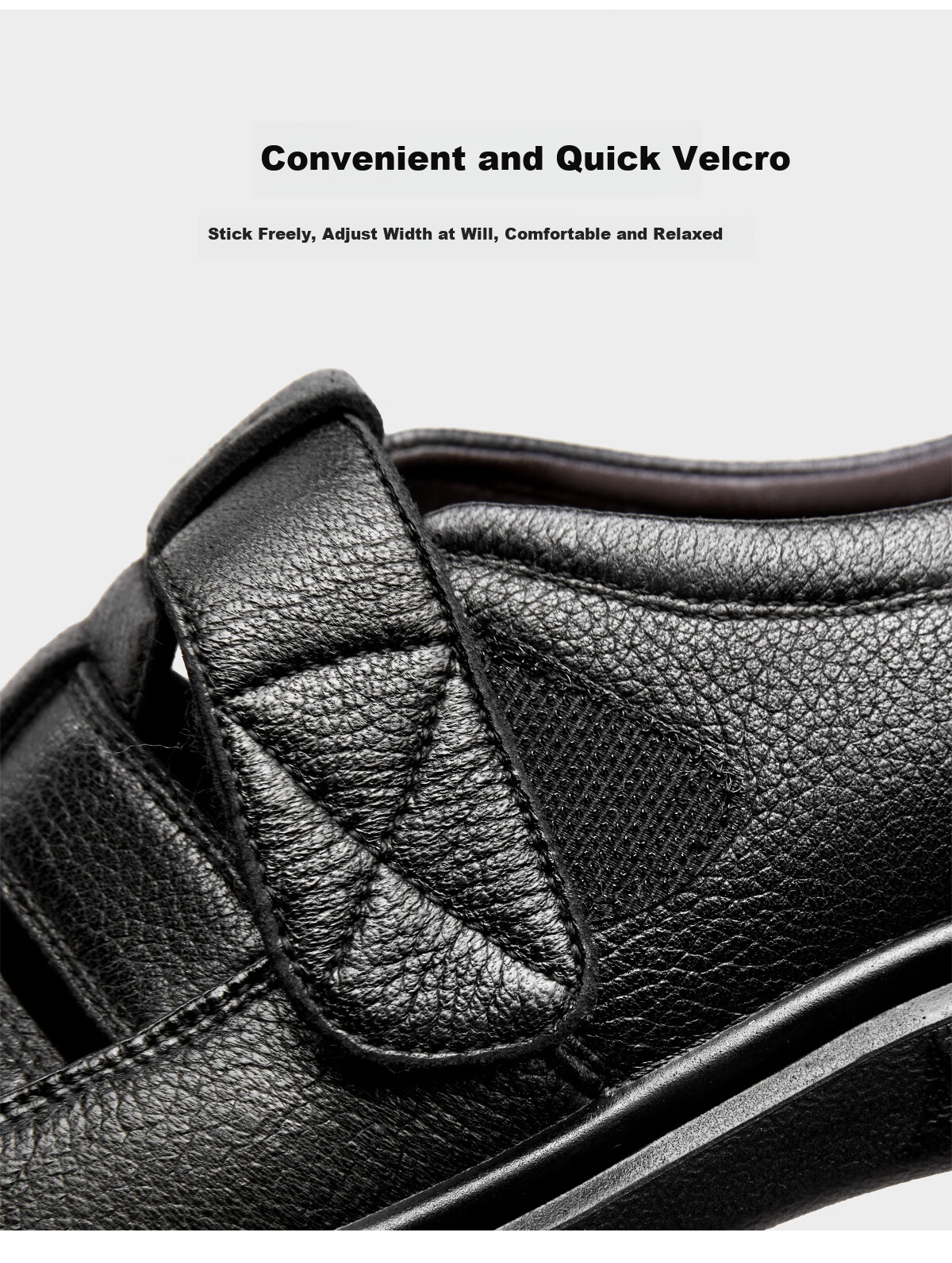 Yierkang Men's Shoes, Father's Day Gift, Sheepskin Comfortable Closed-Toe Perforated Shoes, Hollow Breathable Dad Leather Shoes, Black, Size 39 6