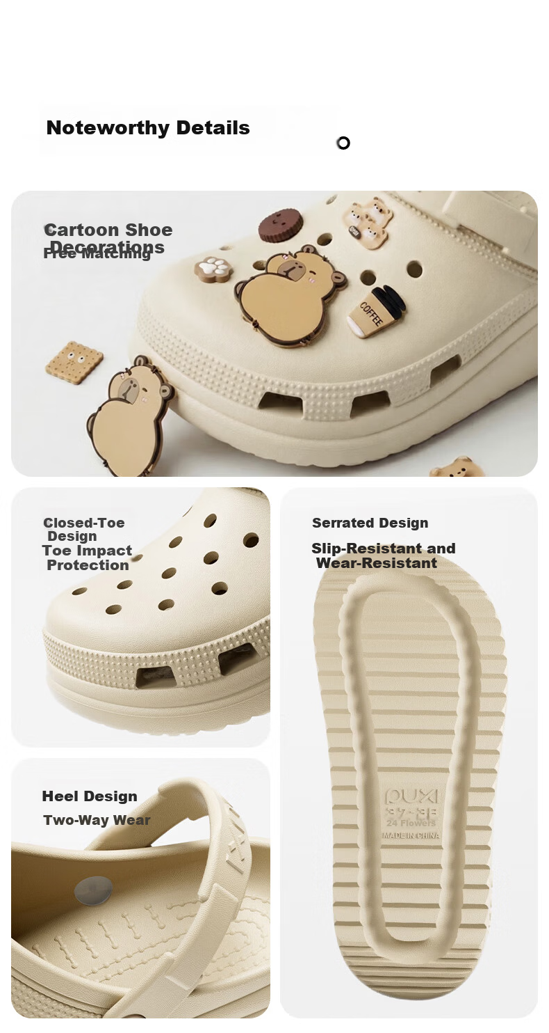 Puxi Outdoor Beach Summer Couple Hollow Shoes Pearl Black 40-41 4