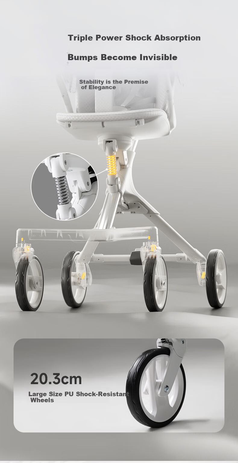 HBR Pro GPS Smart Ventilated Two-Way High-View Reclining Baby Stroller Urban Walk Cart 7