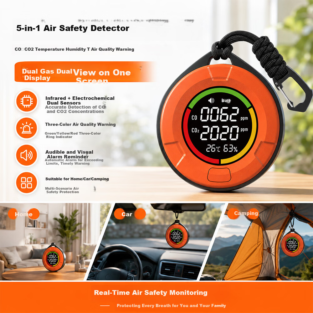 Cexiaofei Carbon Dioxide and Carbon Monoxide Detector Air Quality Monitor