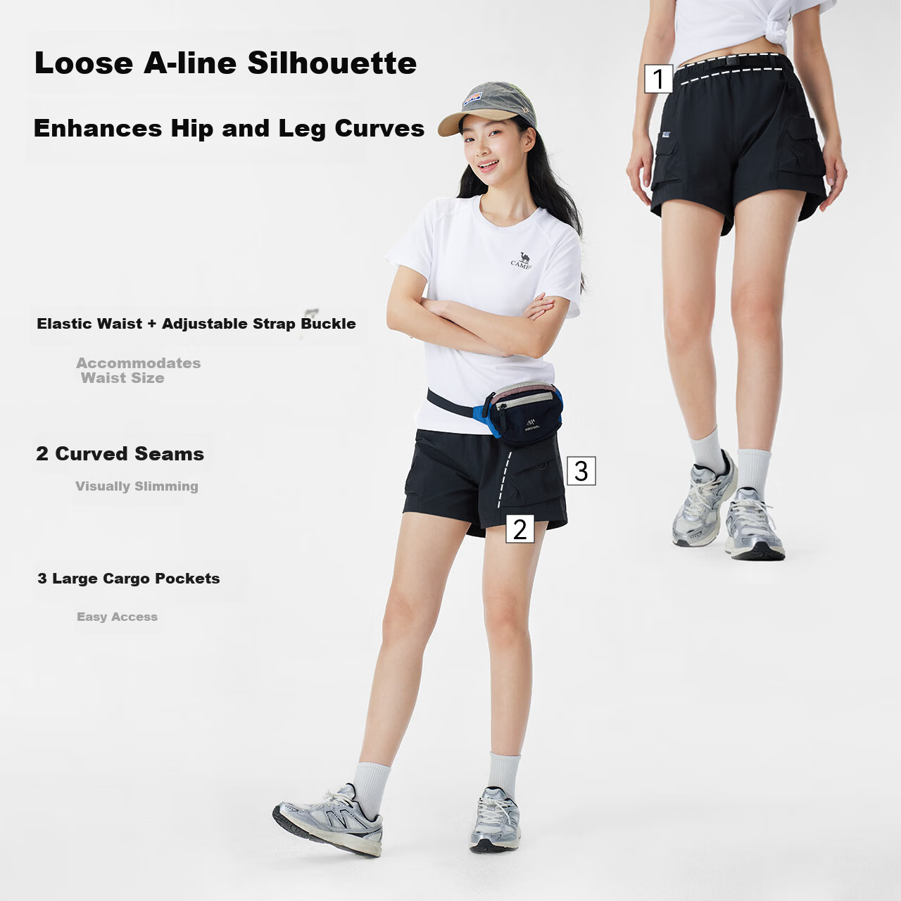 CAMEL Outdoor Quick-Dry Women's Shorts 26 Summer Sun Protection Cooling Breathable Hiking Mountaineering Shorts 9018 (Li Keyi Style)