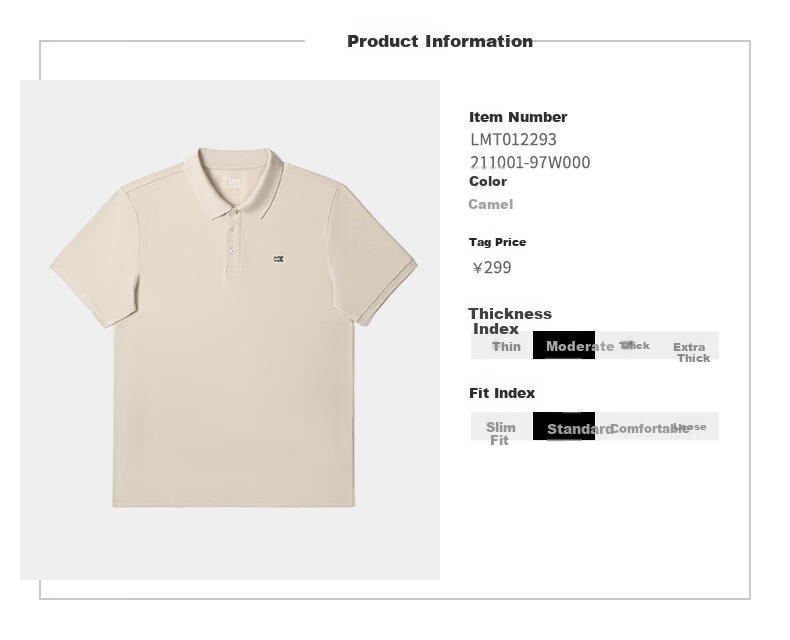Lee 26 Spring Summer New Standard Fit Polo Shirt with Small Logo Emblem for Men Camel 3XL 2