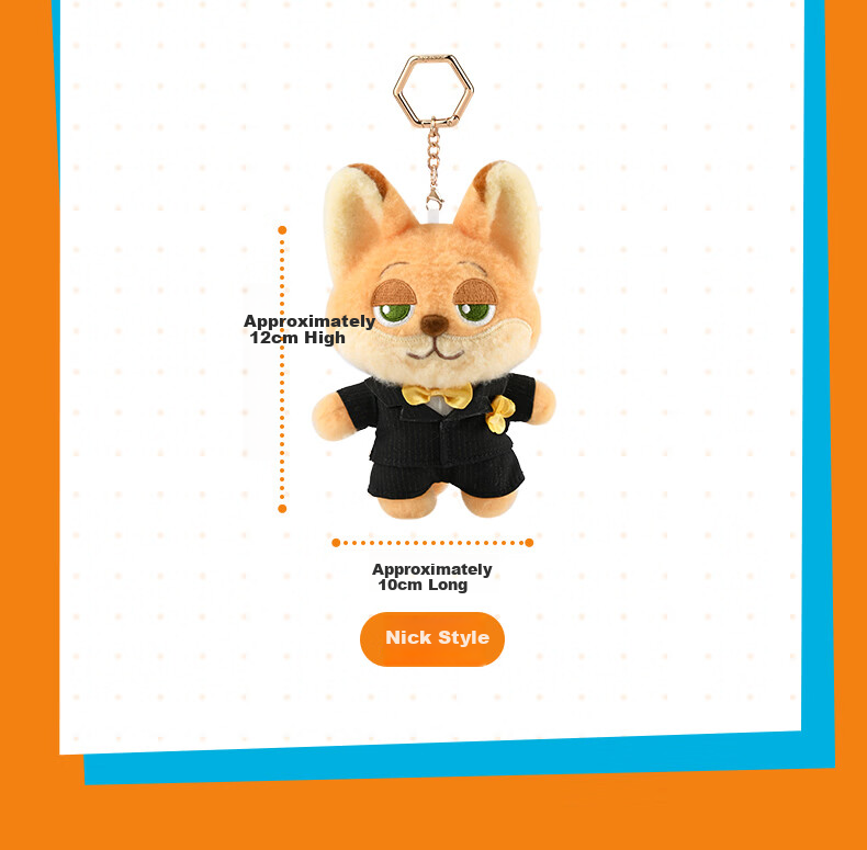 Disney Zootopia Nick Dance Party Mini Plush Doll Keychain Backpack Pendant Birthday Gift for Boys 4