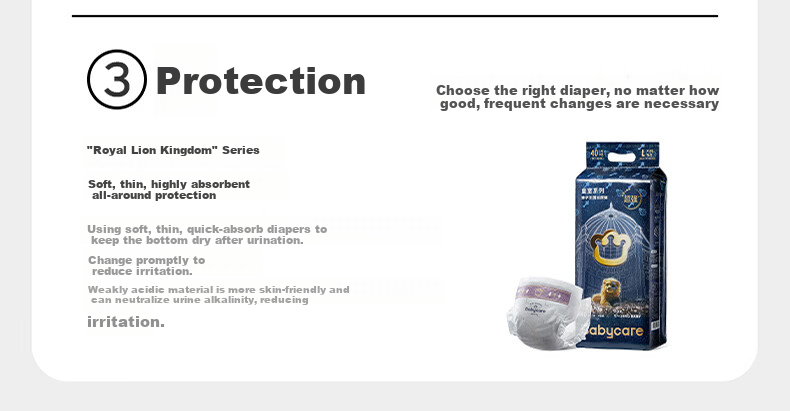 Babycare Royal Lion Kingdom Diapers Light Pack XL31 (12-17kg) Baby Skin-Friendly Diapers 31