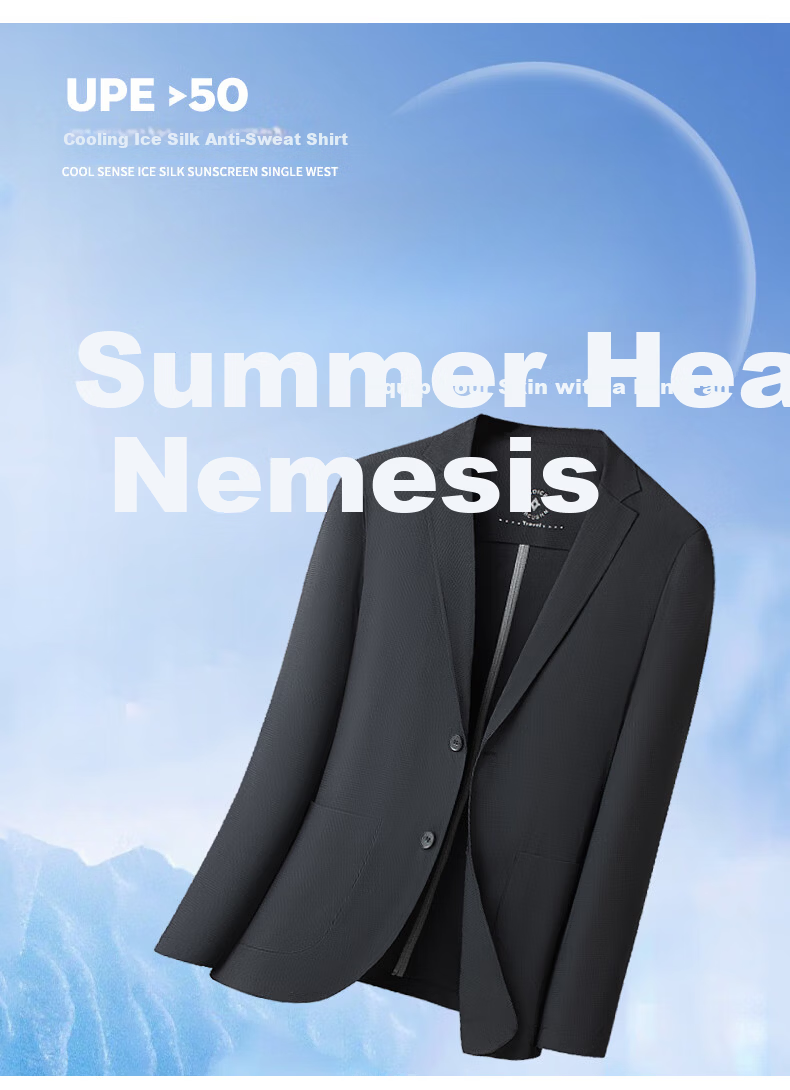 Romon Men's Sunscreen Jacket Summer Ice Silk Thin Quick-Dry Wrinkle-Free Breathable Executive Blazer Coat FSy Gray M 5