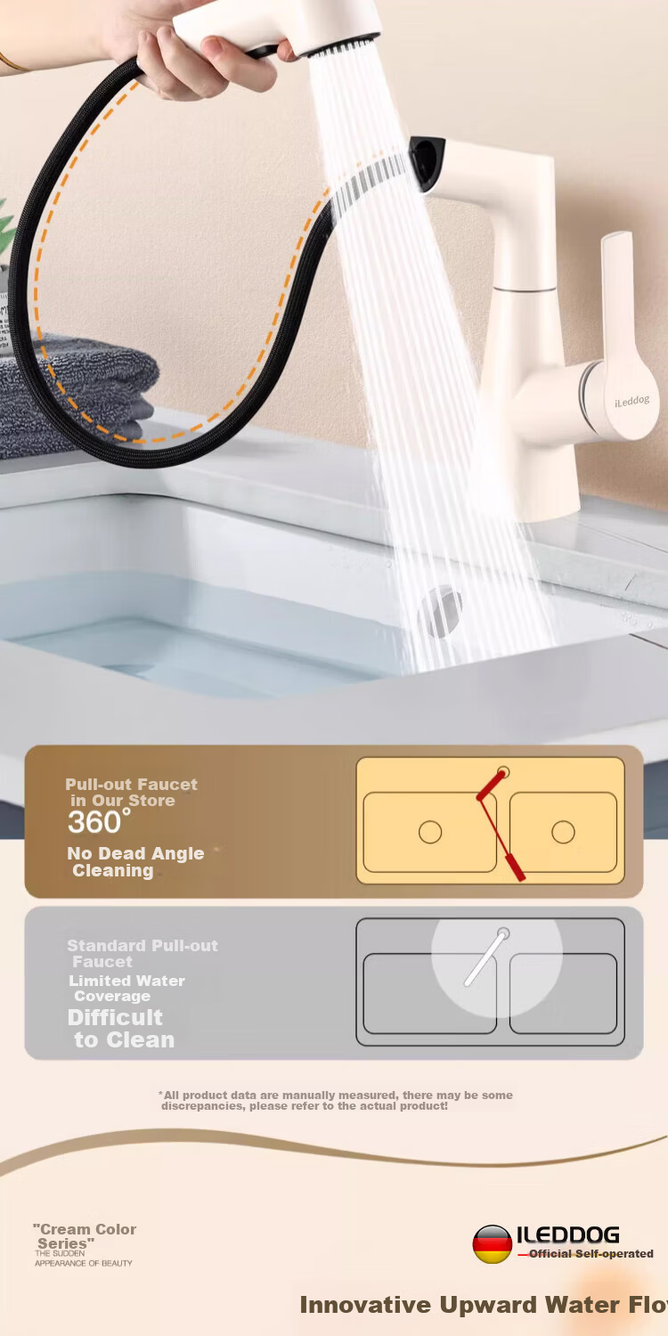 ILeddog [Germany] Full Copper Thickened Basin Faucet Lift Pull-Out Bathroom Washbasin Faucet MPCL 8