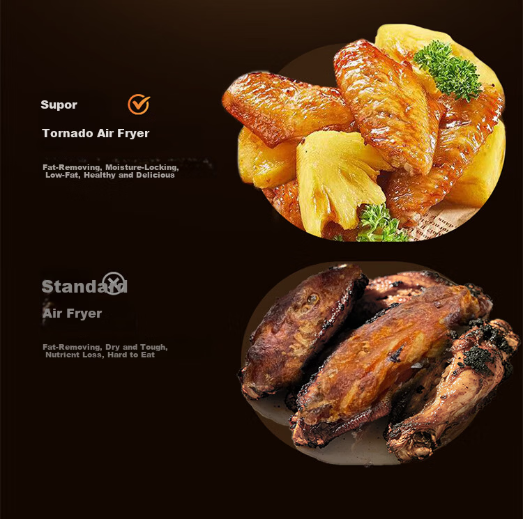 SUPOR Tornado Air Fryer Dual Heat Source 6.5L Fully Automatic Fryer and Oven Titanium New Steam Tender Fry KD65D852 12