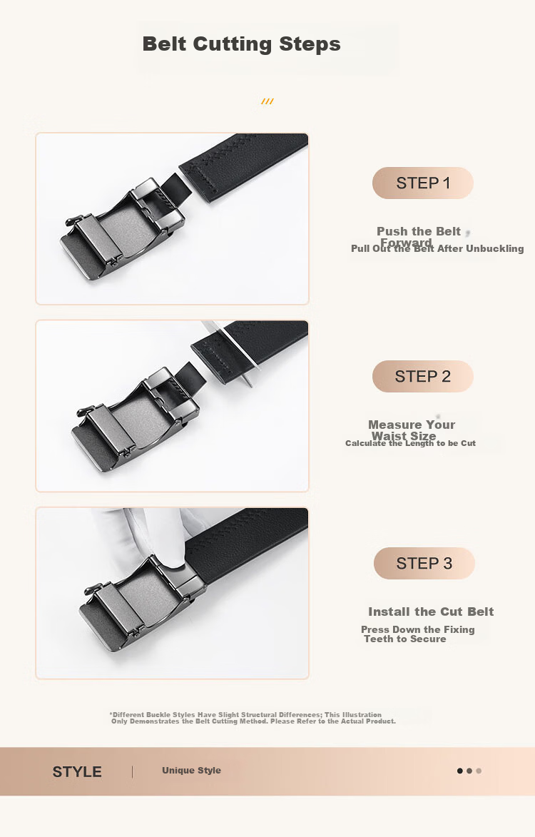 HLA Heilan Home Men's New Genuine Leather Automatic Buckle Belt Business Commuter Gift for Boyfriend HXAYDM0AEXM126 11