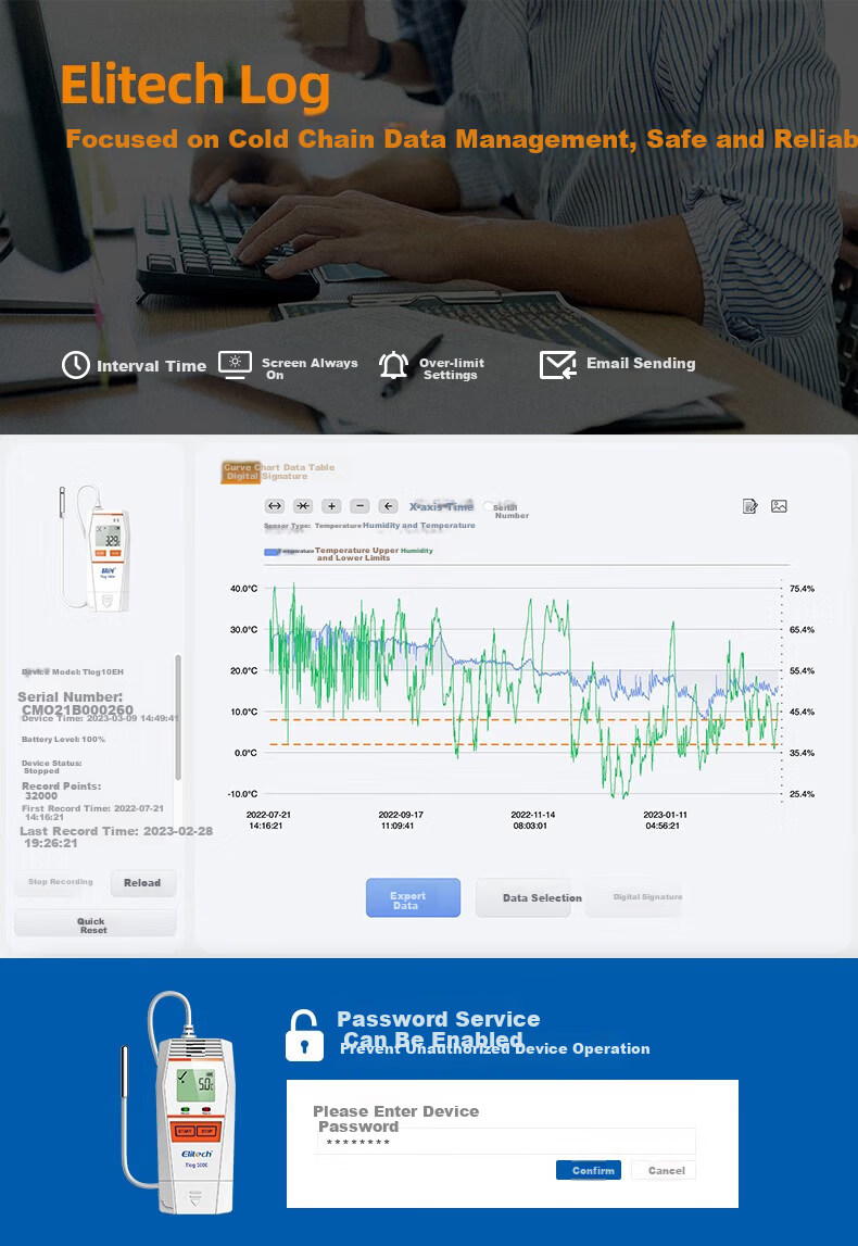 Elitech Ultra-Low Temperature Data Logger -196℃ Liquid Nitrogen Temperature Measurement Medical USB Thermometer TLOG 100EL 6