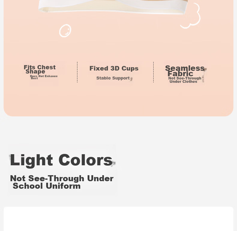Meishianxuan Junior High School Girls Seamless Sports Bra Youth Development Anti-Shock Camisole Underwear for High School Girls Nude Pink Bra 11