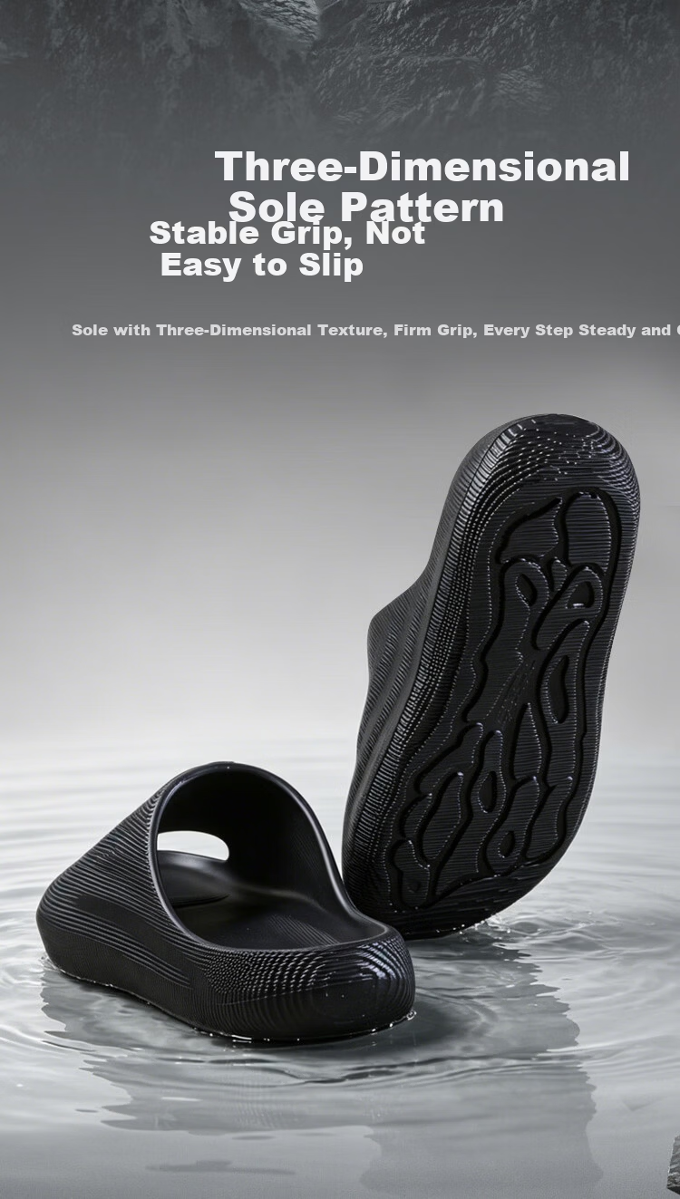 JD Jingzao 3D Thick Sole Soft Elastic Terraced Sports Outdoor Home Slippers Men's Summer Night Black Size 40-41 6