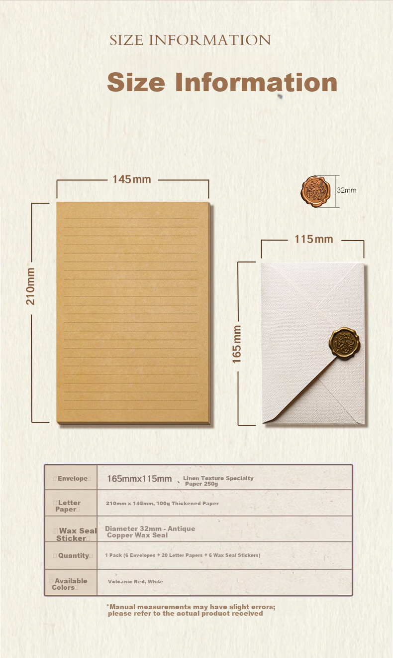 Dailuotang Linen Envelope Letter Paper Set Romantic Love Letter Stationery Greeting Cards Premium Letter Paper Postcards Wax Seal Qixi Valentine's Day Gift Confession Gift for Girlfriend Teacher's Day 8