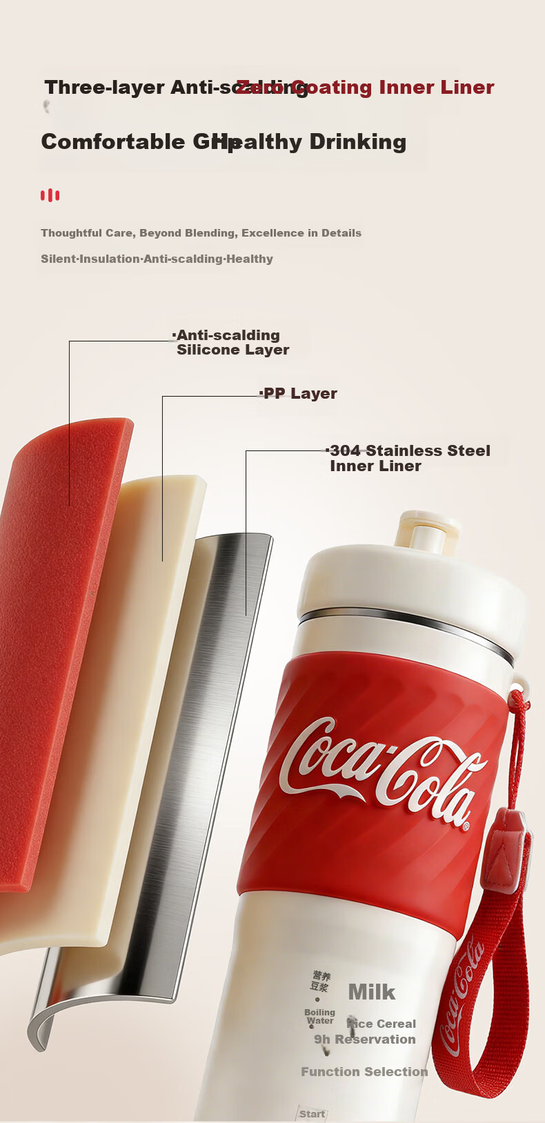 Coca-Cola Price Protection 618 Mini Portable Soy Milk Maker Fully Automatic No-Boil 2026 New Model 1-2 Person Hot Milk Cup Multifunctional Blender A-PB03GW 12