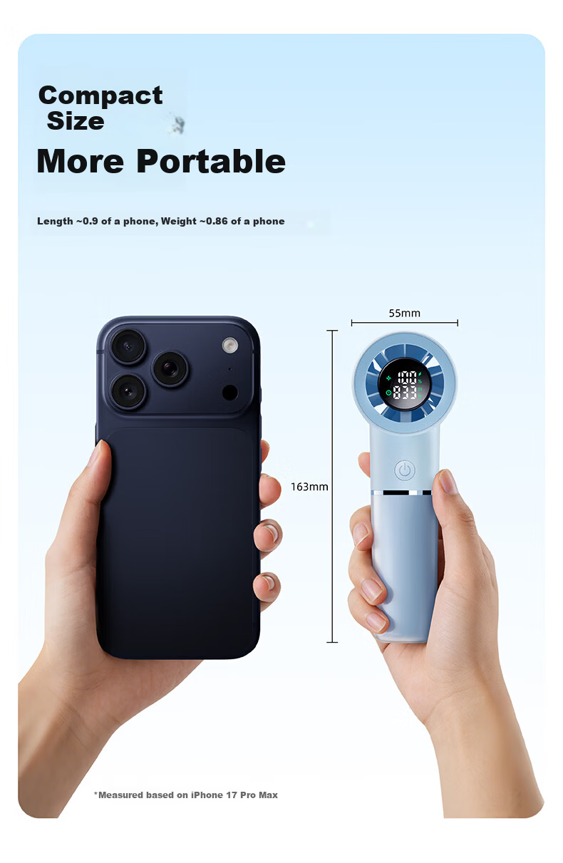 DaFengTime Innovative Display Endurance Technology Handheld High-Speed Timer Mini Fan Portable Small Student Dormitory Outdoor Mini Long Battery Life Rechargeable Energy-Saving Fan 15