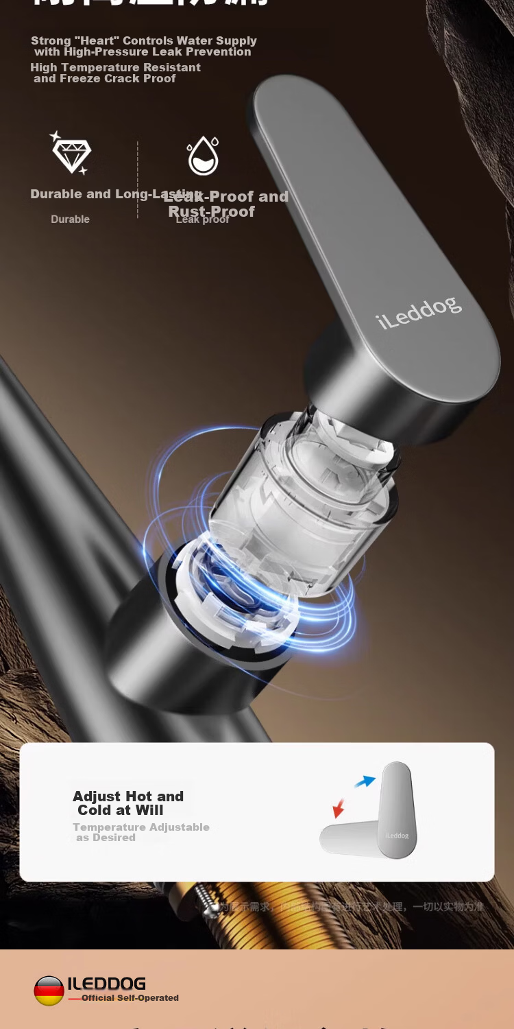 ILeddog [Germany] All-Copper Kitchen Sink Faucet with Hot and Cold Water, 2-in-1 Pull-Out Filter Faucet CPCL 19