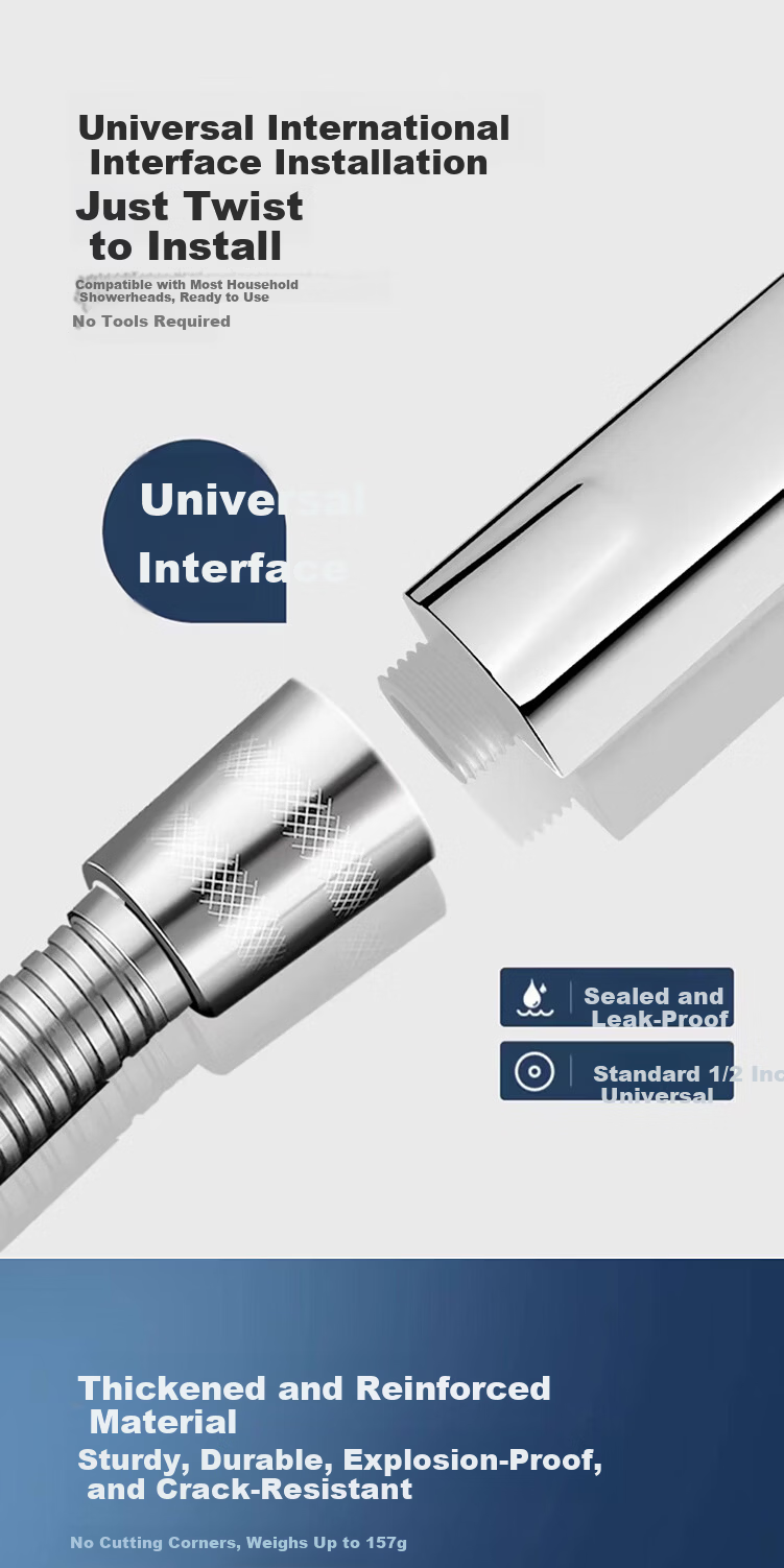 Baihan High-Pressure Shower Head Set with Powerful Water Flow, Filter, Multifunctional Handheld Bathroom Showerhead 12