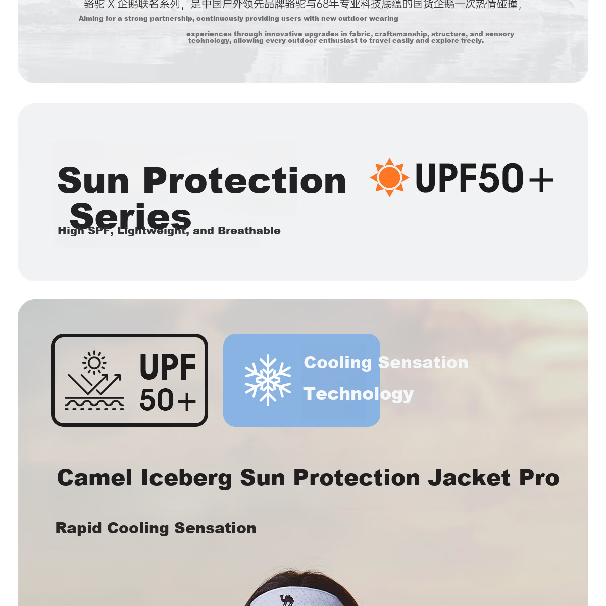 Camel Iceberg Sunscreen Jacket Pro Wang Junkai Edition Cooling Waterproof UV Protection Lightweight Skin Jacket M35BK07069 2