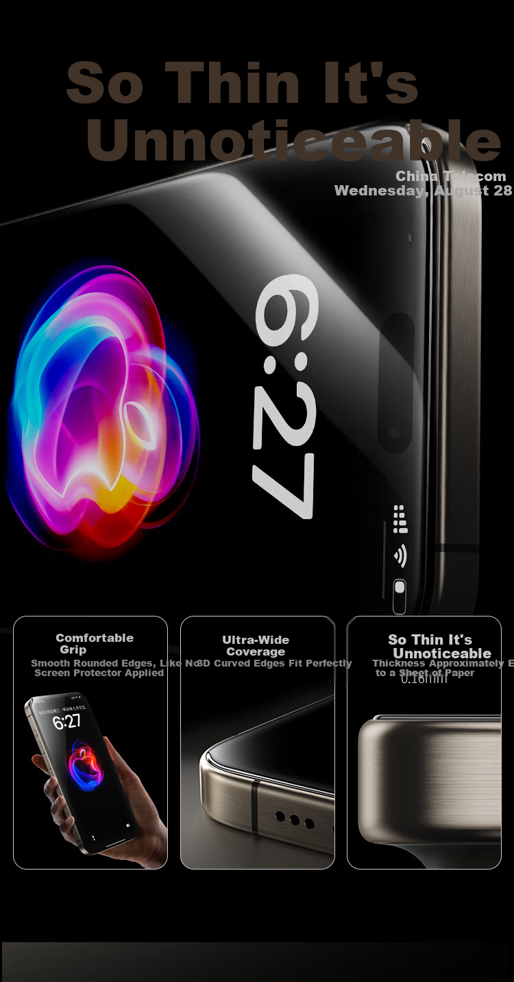 Iron Rabbit Tempered Glass Ultra-Thin Zero-Sense 3D Full-Screen Protector for iPhone 17/16 Pro, Anti-Drop, Dustproof, Anti-Fingerprint, 2-Pack 6