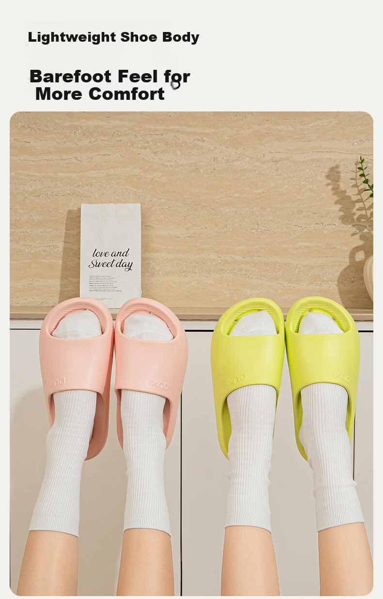 Puxi Wave-Breaking Slip-On Bathroom Non-Slip Water-Draining Shower Quick-Dry Slippers Star Moon White Size 35-36 3