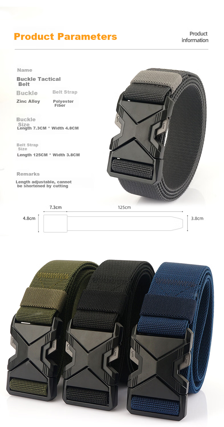 Aoweimei Outdoor Tactical Belt Elastic Nylon Men’s Woven Alloy Automatic Buckle Training Canvas Leather Belt 4