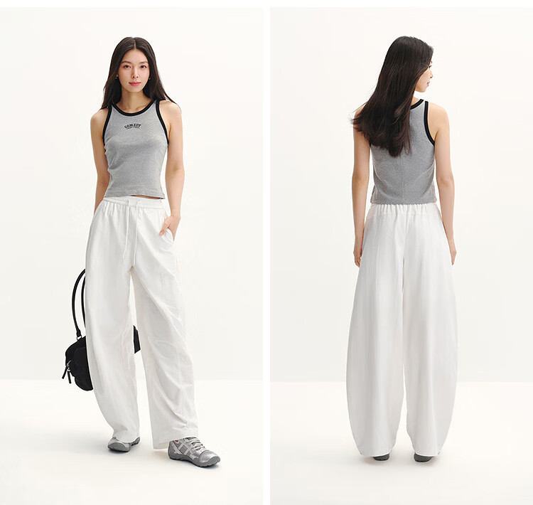 Semir Women's Casual Summer Sun-Protective Moisture-Wicking Textured Panel Loose Wide-Leg Pants 2026 Long Trousers 109326127012 25