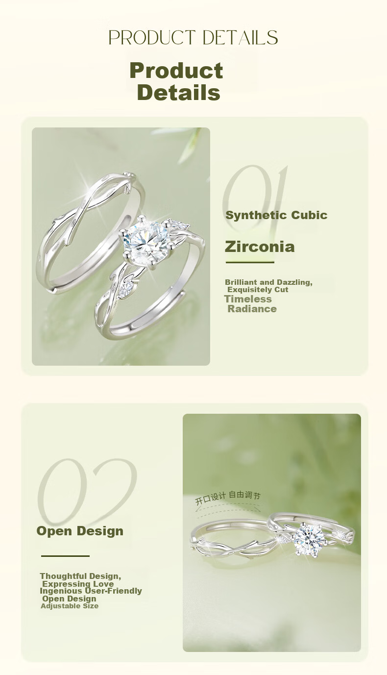 Lao Miao 999 Pure Silver Couple Adjustable Rings for Men and Women Valentine's Day Birthday Gift for Girlfriend and Wife 5
