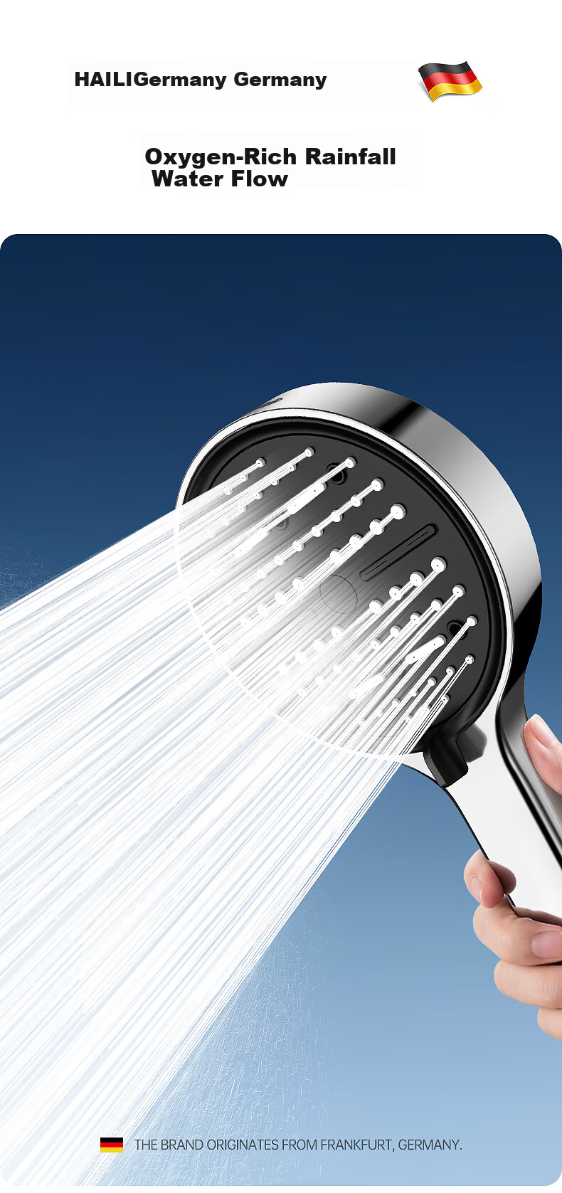 Haili High-Pressure Handheld Shower Head, Ultra-Strong Round Large Panel, Model ZH258G 6