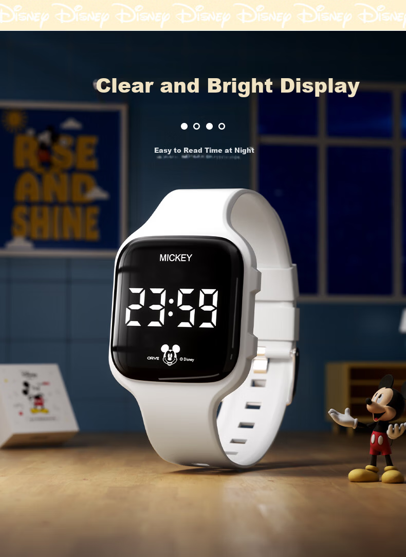 Disney Mickey Kids Sports Watch Student Luminous Waterproof Silent Vibration Alarm Clock Electronic Watch for Boys and Girls Middle and High School 5