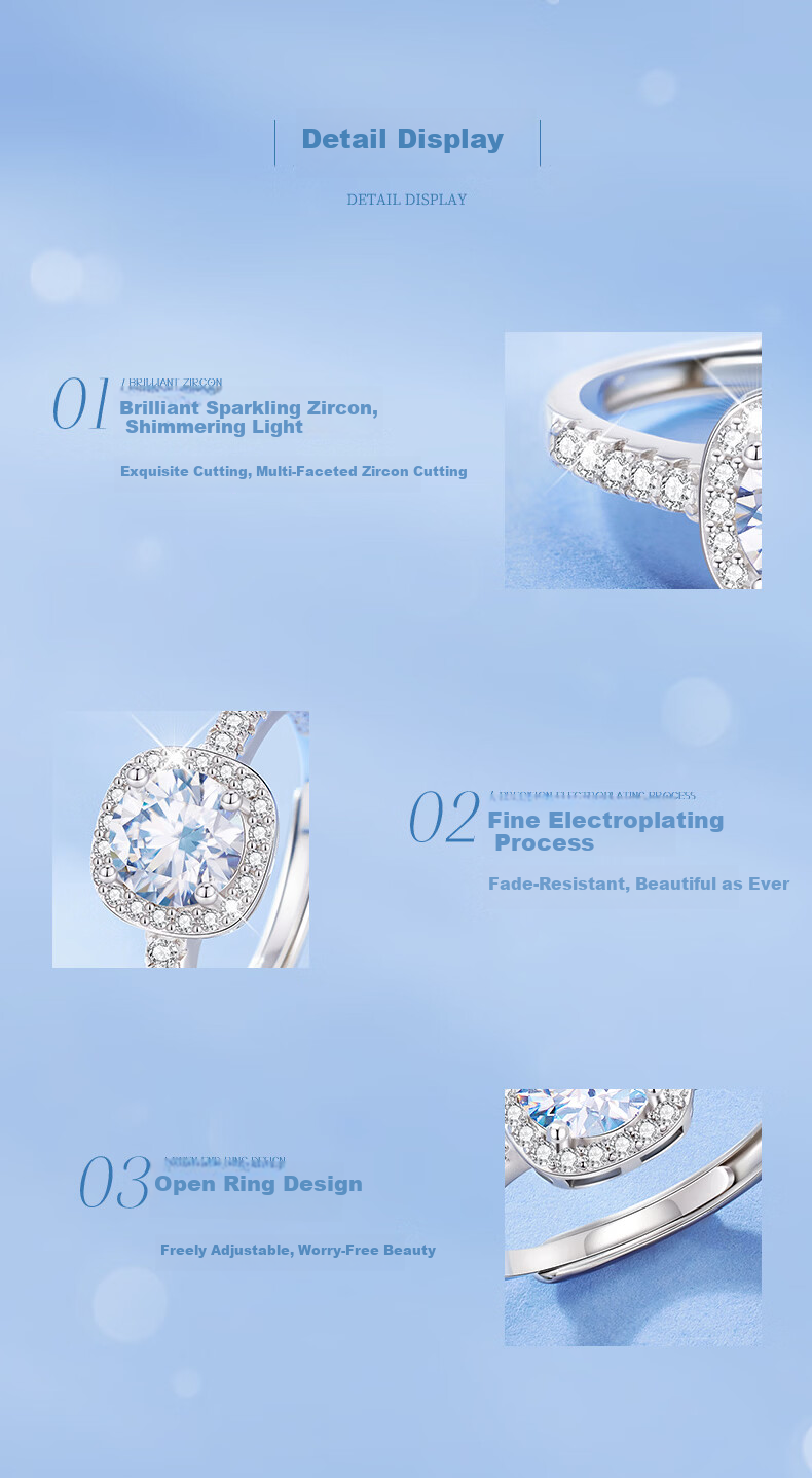 GLTEN Sugar Cube Engagement Ring 1 Carat Moissanite Silver Ring for Women Wedding Gift for Girlfriend Wife 6