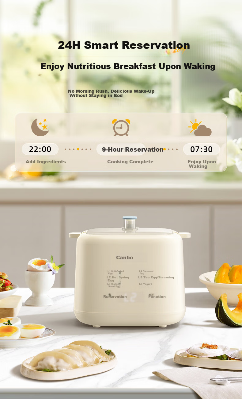 Canbo Egg Cooker Steamer Soft-Boiled Egg Maker 24H Smart Reservation Mini Steamer Breakfast Machine SLH-ZDQ01 6