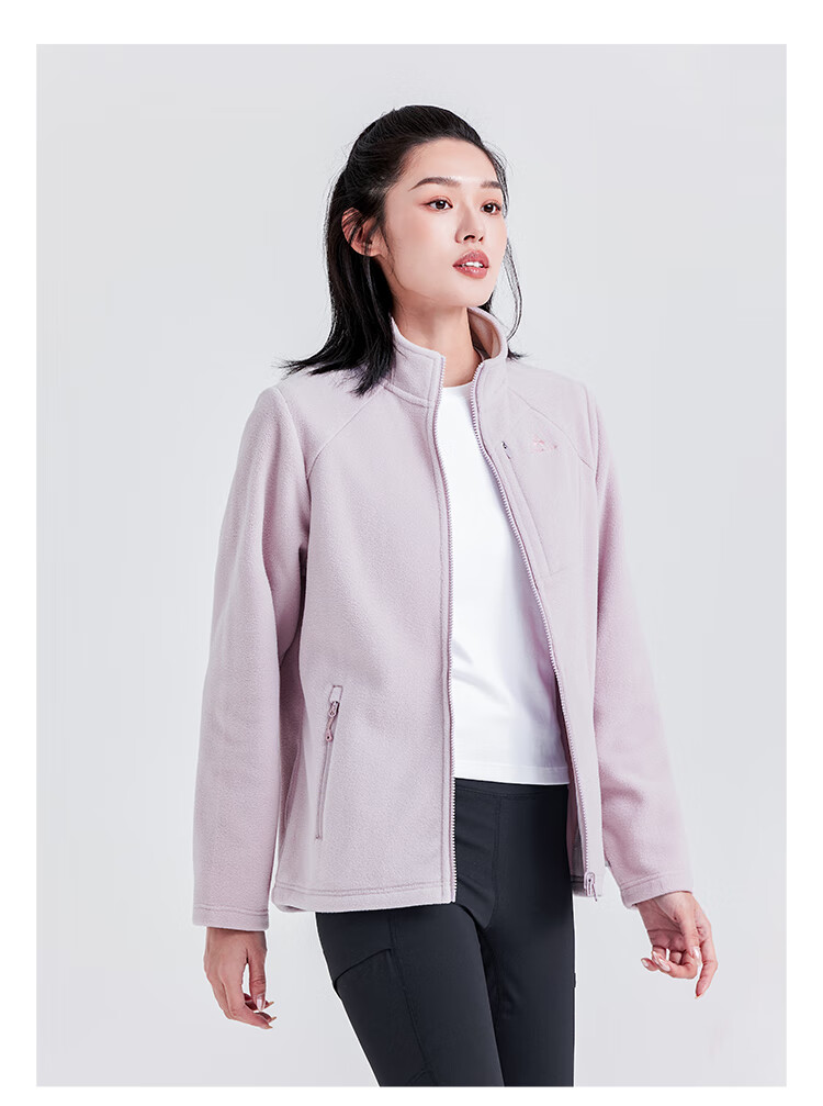 Pioneer Camp Outdoor Stand-Collar Fleece Jacket for Women, Autumn And Winter Plush Lining Fleece Coat, Windproof Warm Cardigan Inner Layer 15