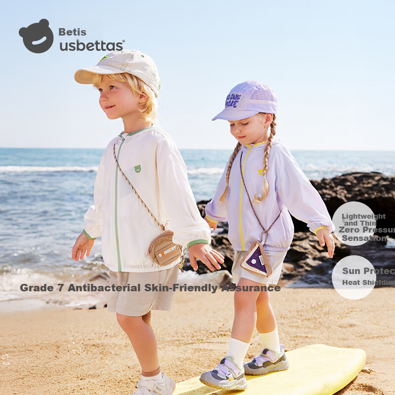Betis Kids Lightweight Summer Sunscreen Jacket UV Protection Breathable Cooling Sunshade Coat for Boys and Girls Baby Skin Jacket