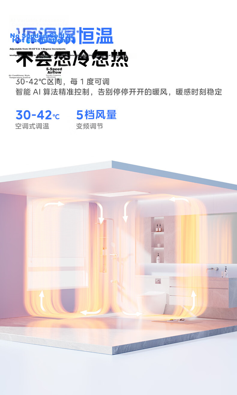 Midea Smart Bathroom Heater White Whale Series Upgraded Sliding Cover Human Sensor Lighting AI Constant Temperature Warm Air Sterilization Deodorization Voice Control P5 20