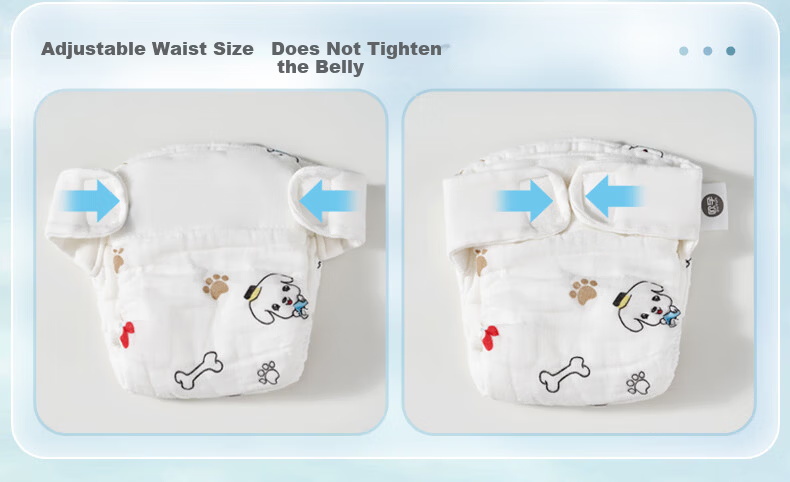 OUYUN Baby Gauze Diapers Washable Pure Cotton Toilet Training Diapers Mustard Seed White M 5-Pack 13