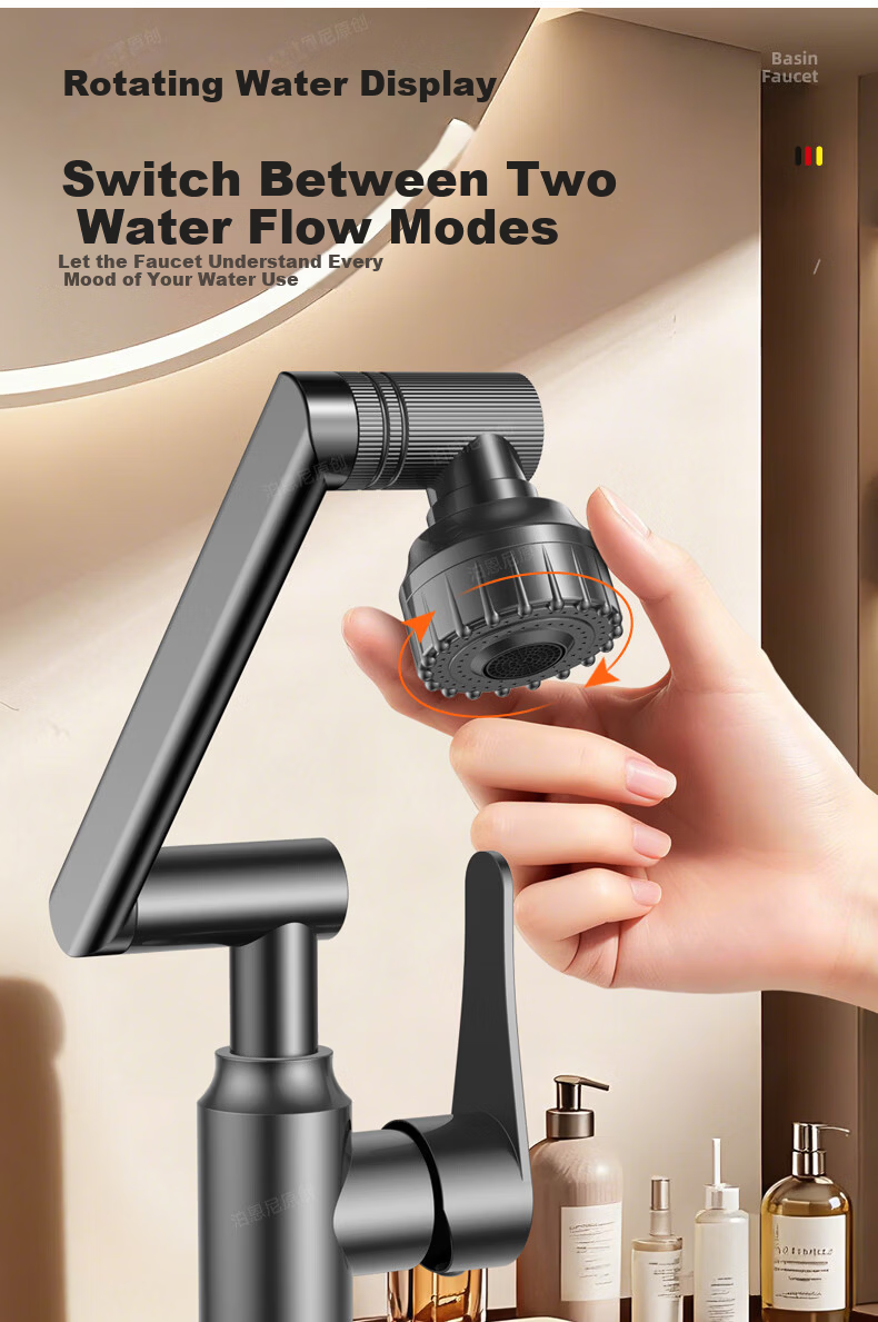 BOONEN Basin Faucet Mechanical Arm Lucky Cat Washbasin Bathroom Universal Rotatable Hot and Cold Mixer Tap 12