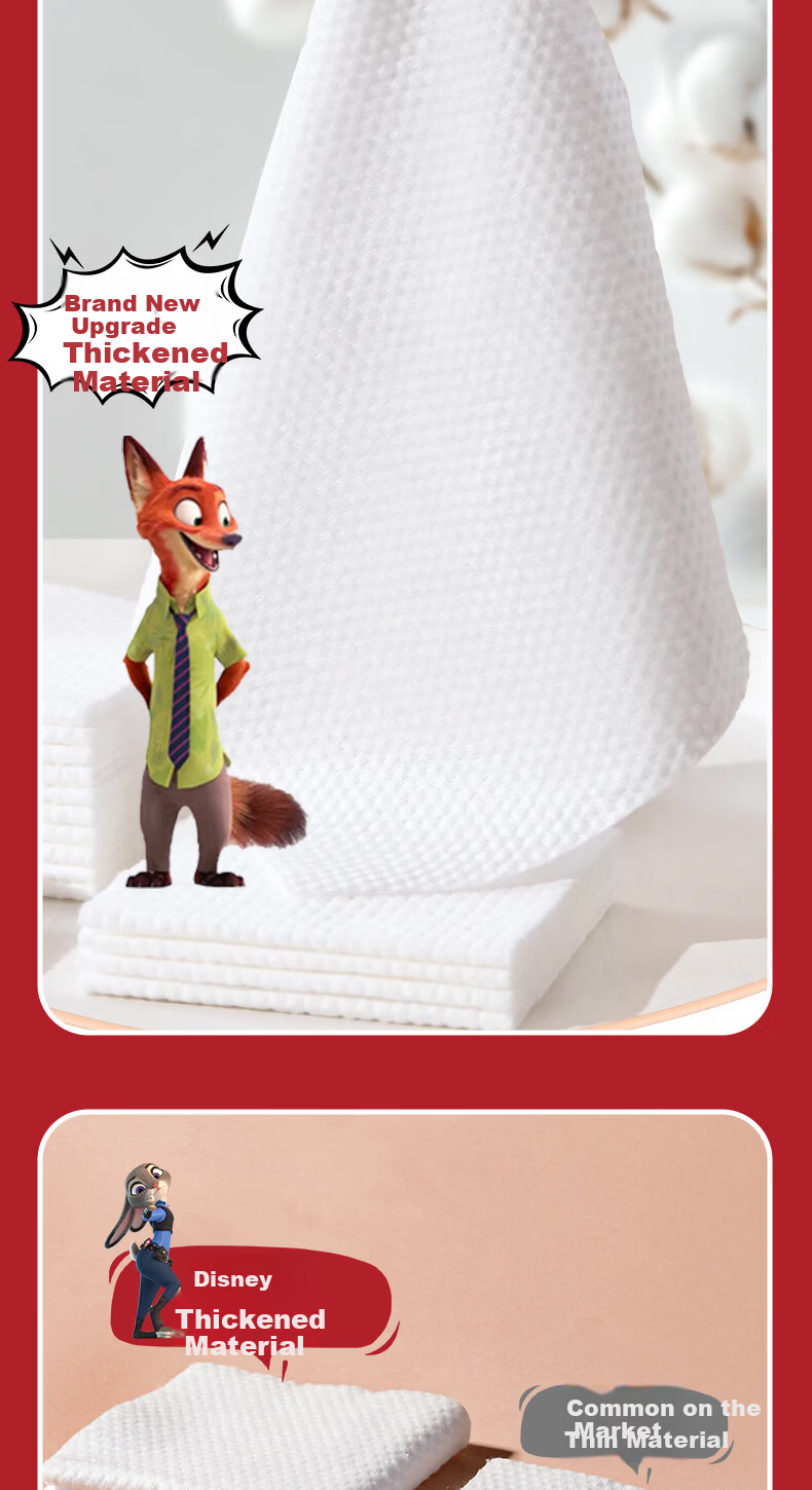 Cat Disney Zootopia Facial Wipes 180 Sheets*1 Pack Hanging Pearl Texture Soft Face Towels 20*20cm 6