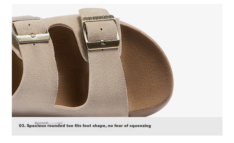 CAMEL Birkenstock Style Women's Casual Versatile Outdoor Slide Sandals L26M504022 Brown (Suede) Size 37 5