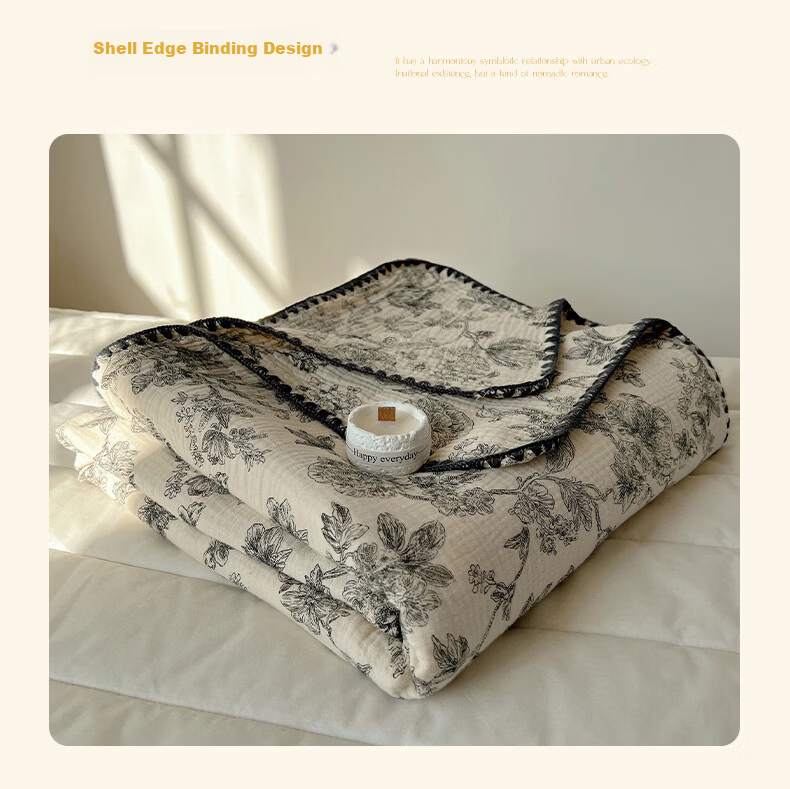 MUJI A-Class 100% Cotton Yarn Towel Blanket Quilt Four Seasons Air Conditioning Blanket Children's Nap Cover 150*200cm 12