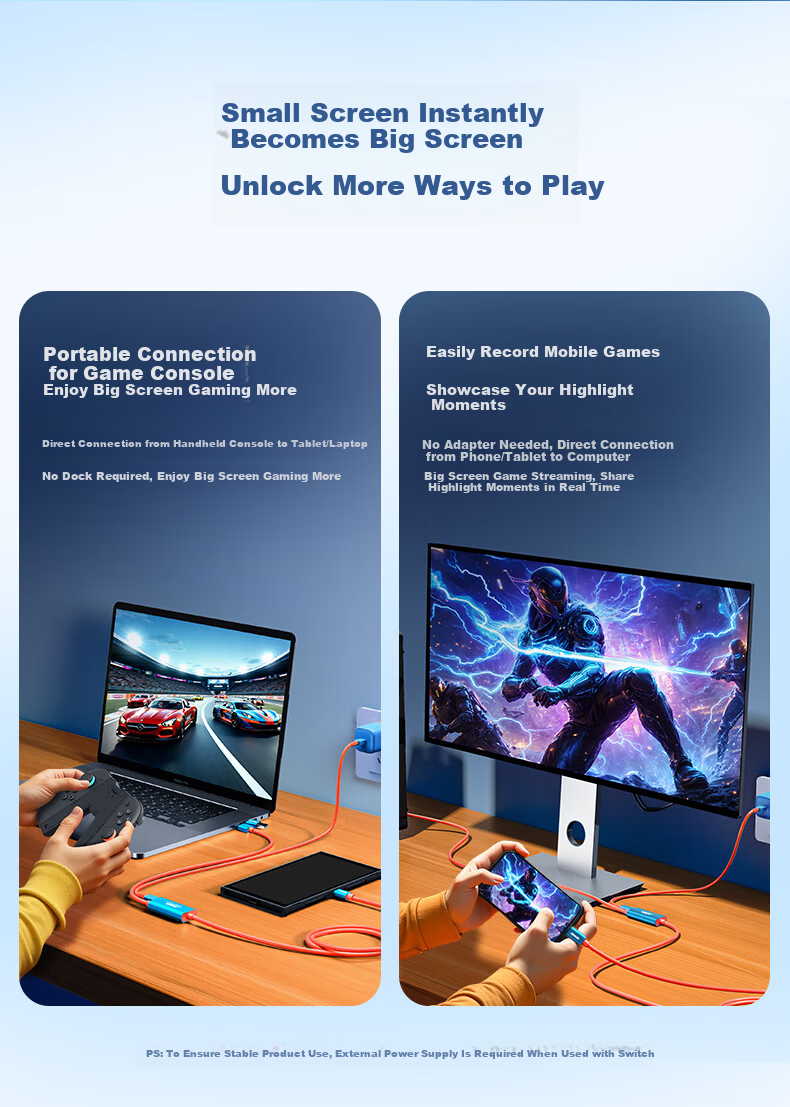Jemdo Switch 2 Capture Card All-in-One HD Video Converter NS Portable Dock 4K Laptop USB Type-C Tablet Car Screen Casting Cable 5