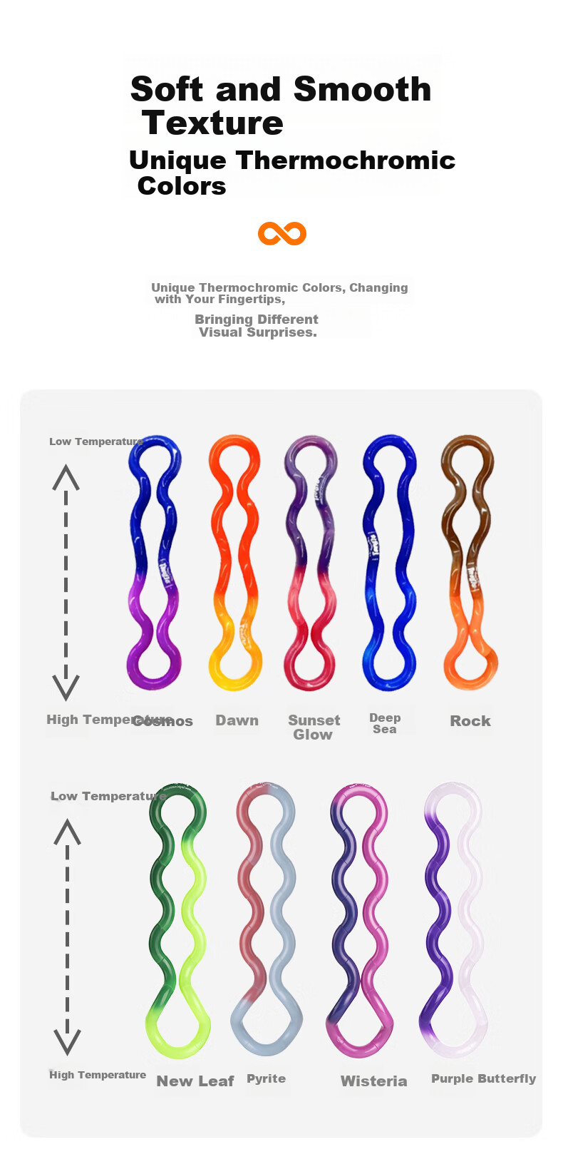 Tangle Official Temperature-Change Series Kids' Day Gift ADHD Training Color-Changing Stress Relief Toy 6