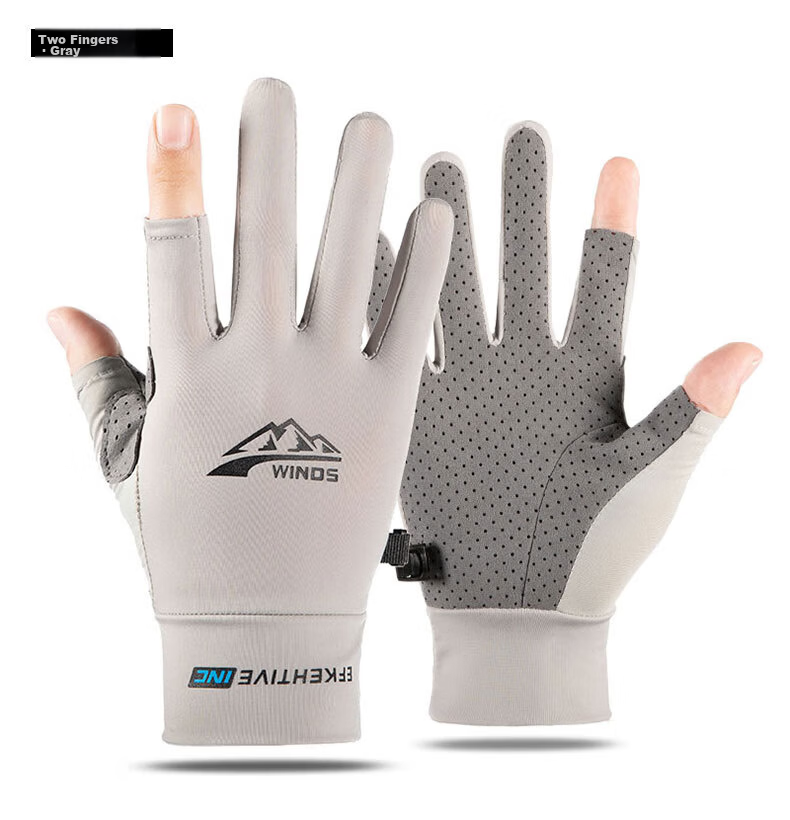 Jian Cai Sunscreen Gloves Women Non-Slip Quick-Dry Breathable Summer Thin Fingerless Ice Silk Fishing Gloves Outdoor Cycling Gloves Men 17