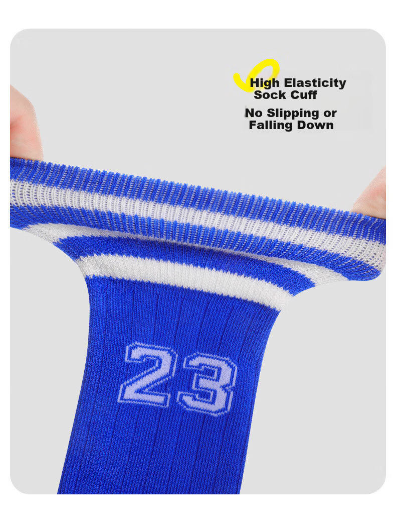 Barbie Kids Soccer Socks Spring and Autumn High Tube Sports Socks Boys Basketball Socks Mid Tube Over-the-Knee Socks White+Blue 2 Pairs Set 7