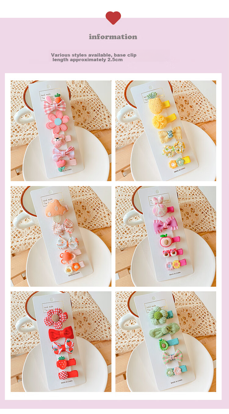 NIANFIN Baby Hair Clip for Girls, Cute Non-Damaging Fabric Covered Hairpin, Toddler Hair Accessories 4