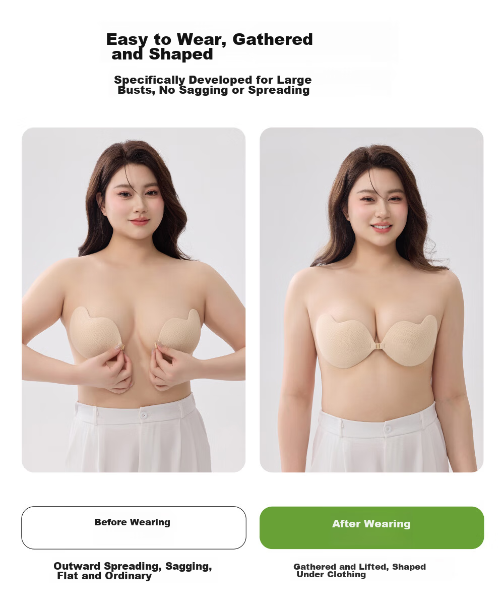 PINK AMY Sticky Cotton Breast Pads Women’s Wedding Dress Summer Push-Up Large Cup Invisible Nipple Covers 5