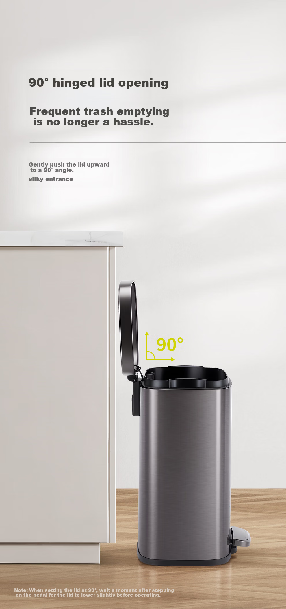 JD Jingzao Odor-Sealing Covered Foot-Pedal Stainless Steel Trash Can 20L Dual Inner and Outer Buckets Large Size for Living Room Kitchen Bathroom Home Use 5